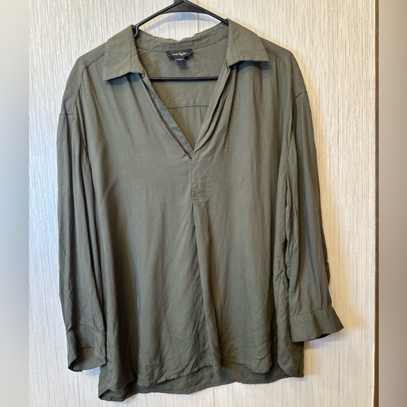 Lord & Taylor Khaki Long Sleeve Top - Picture 1 of 6